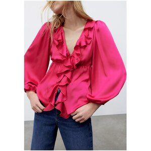 Zara Ruffled Pink Blouse